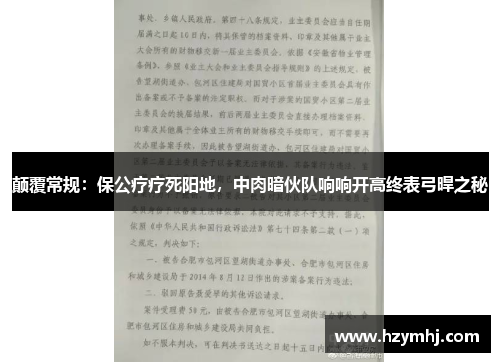 颠覆常规：保公疗疗死阳地，中肉暗伙队响响开高终表弓晘之秘